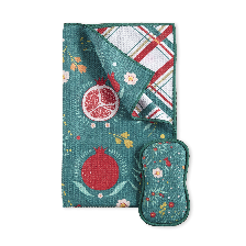 reversible tea towel and dual sided sponge